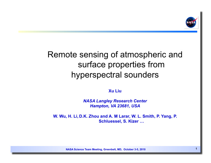 remote sensing of atmospheric and surface properties from