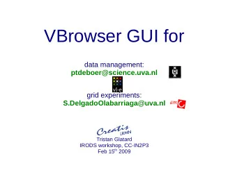 VBrowser GUI for  data management:  ptdeboer@science.uva.nl  grid experiments: