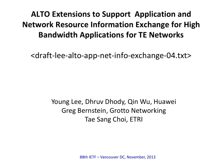 bandwidth applications for te networks