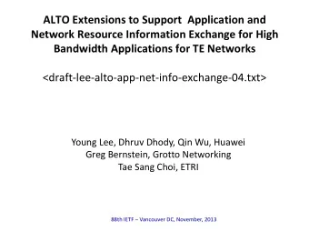 Bandwidth Applications for TE Networks  &lt;draft-lee-alto-app-net-info-exchange-04.txt&gt;  Young