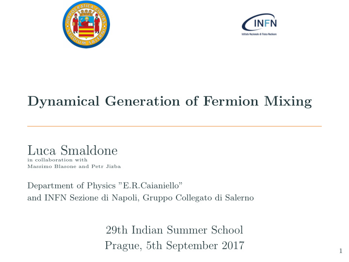 dynamical generation of fermion mixing luca smaldone