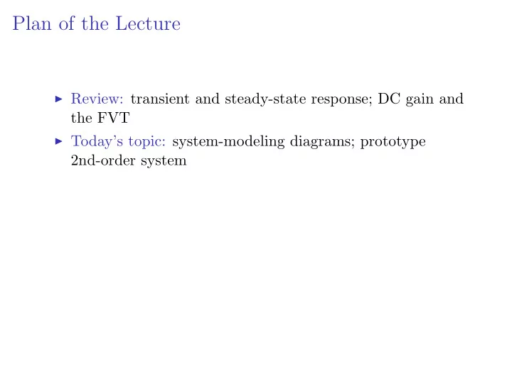 plan of the lecture