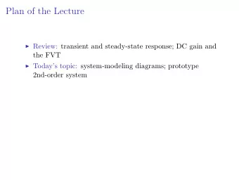 Plan of the Lecture  Review: transient and steady-state response; DC gain and  the FVT