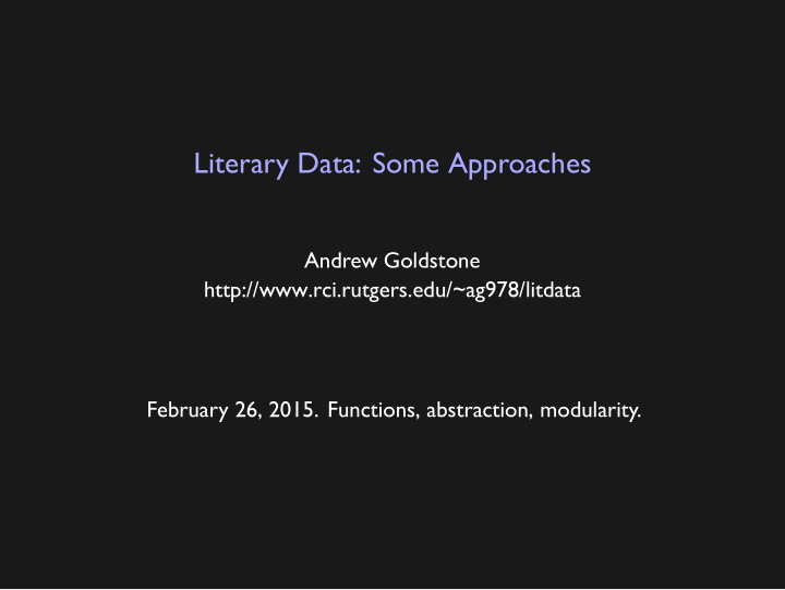 literary data some approaches