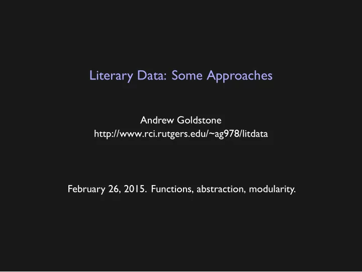 literary data some approaches