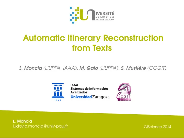 automatic itinerary reconstruction from texts