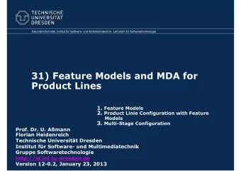 31) Feature Models and MDA for  Product Lines 1. Feature Models 2. Product Linie Configuration with