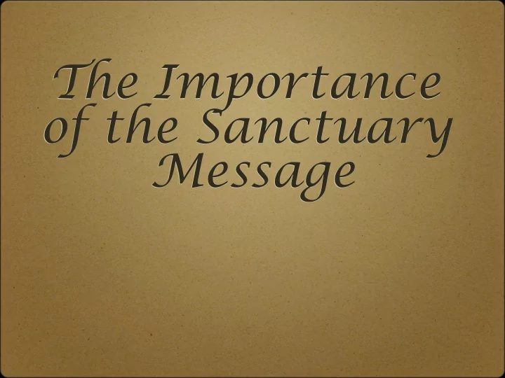 the importance of the sanctuary message g c 488 the