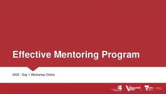 Effective Mentoring Program  2020 - Day 1 Workshop Online  Victorian Institute of Teachings