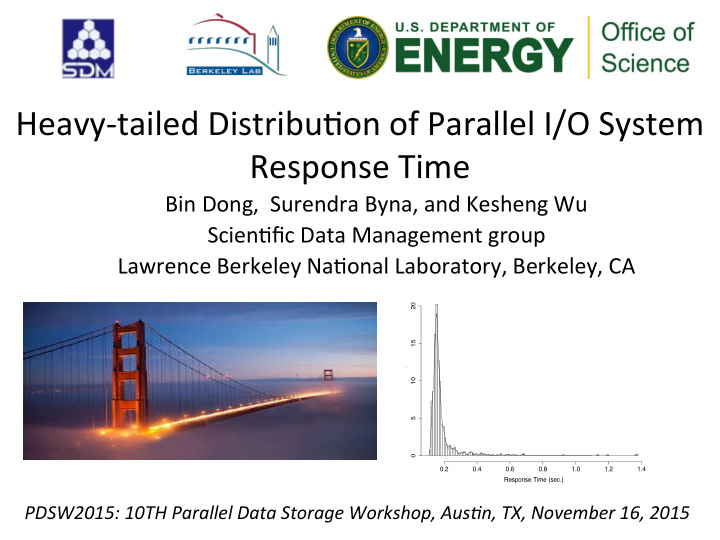 heavy tailed distribu1on of parallel i o system response