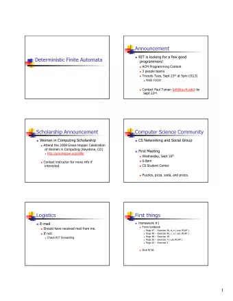 Announcement  RIT is looking for a few good  Deterministic Finite Automata  programmers!  ACM