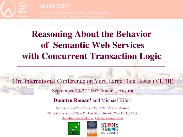 reasoning about the behavior of semantic web services