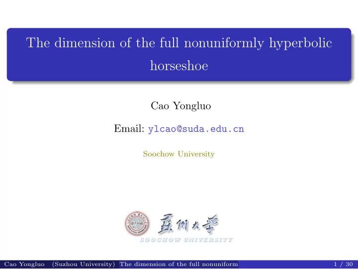 the dimension of the full nonuniformly hyperbolic