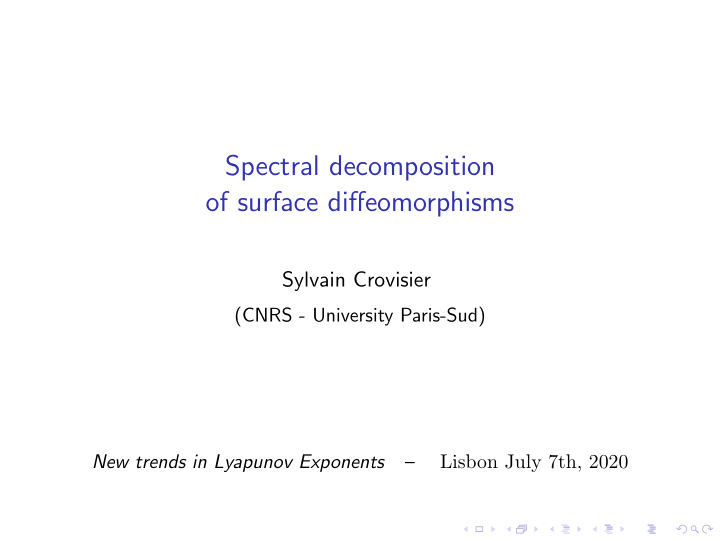 spectral decomposition of surface diffeomorphisms