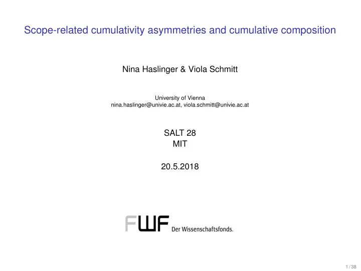 scope related cumulativity asymmetries and cumulative