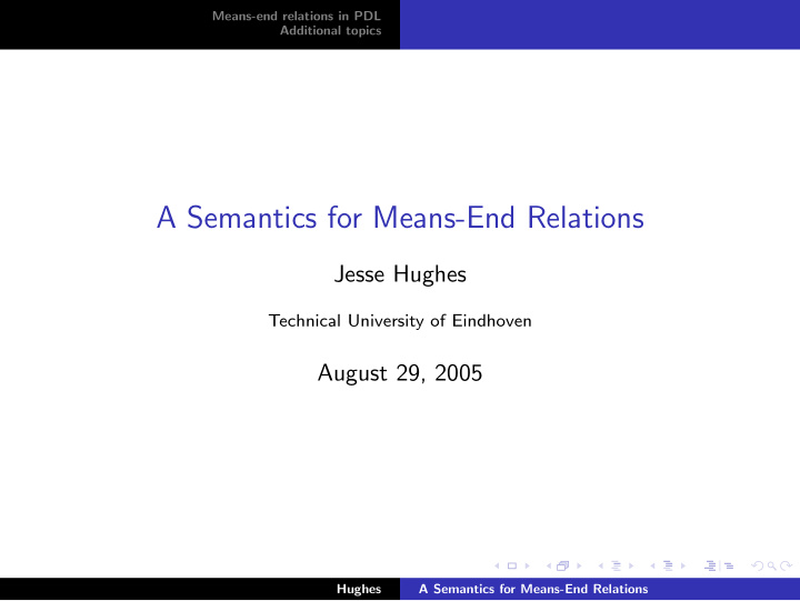 a semantics for means end relations