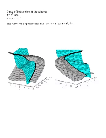 Curve of intersection of the surfaces z = x 3 and y =sin x + z 2 The curve can be parametrized as