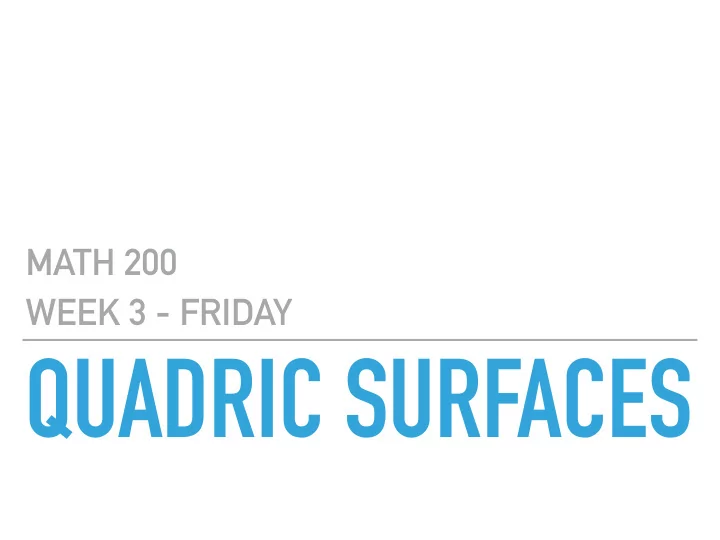 quadric surfaces