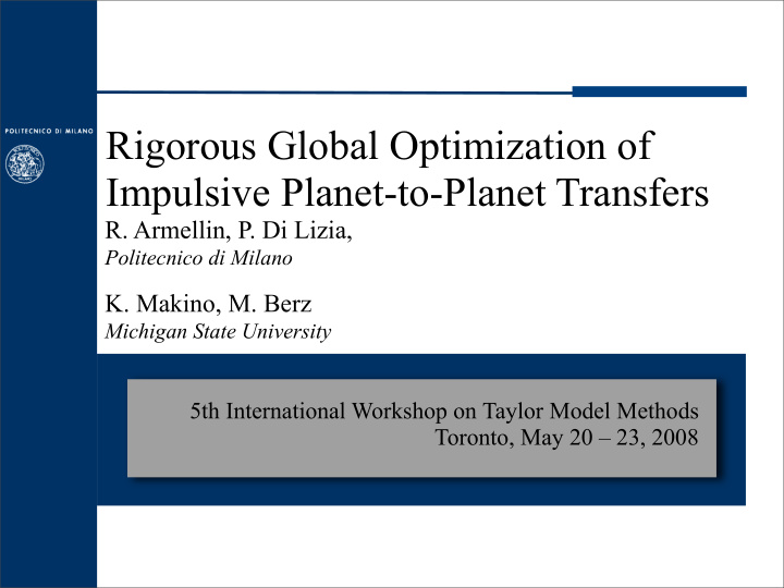 rigorous global optimization of impulsive planet to