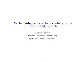Verbal subgroups of hyperbolic groups  have infinite width  Andrey Nikolaev  Stevens Institute of