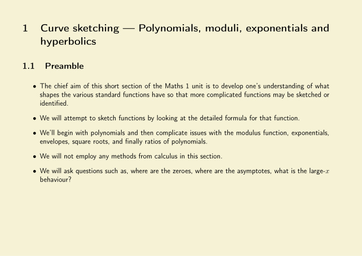 1 curve sketching polynomials moduli exponentials and