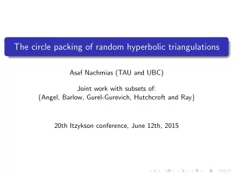The circle packing of random hyperbolic triangulations  Asaf Nachmias (TAU and UBC)  Joint work