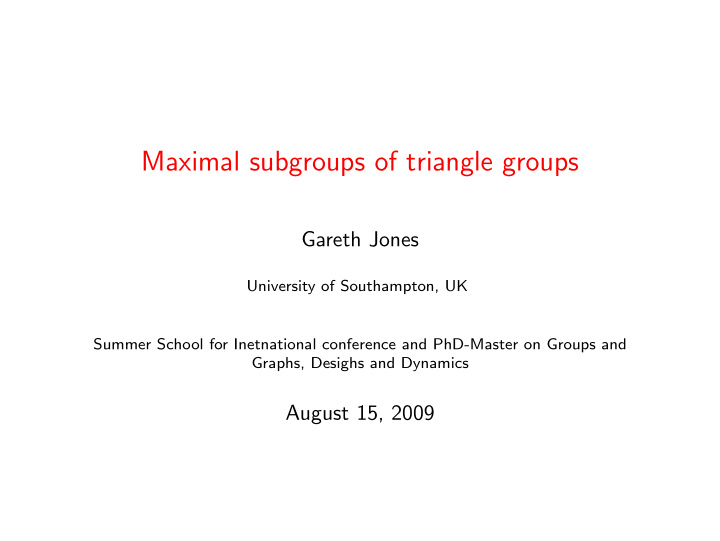 maximal subgroups of triangle groups