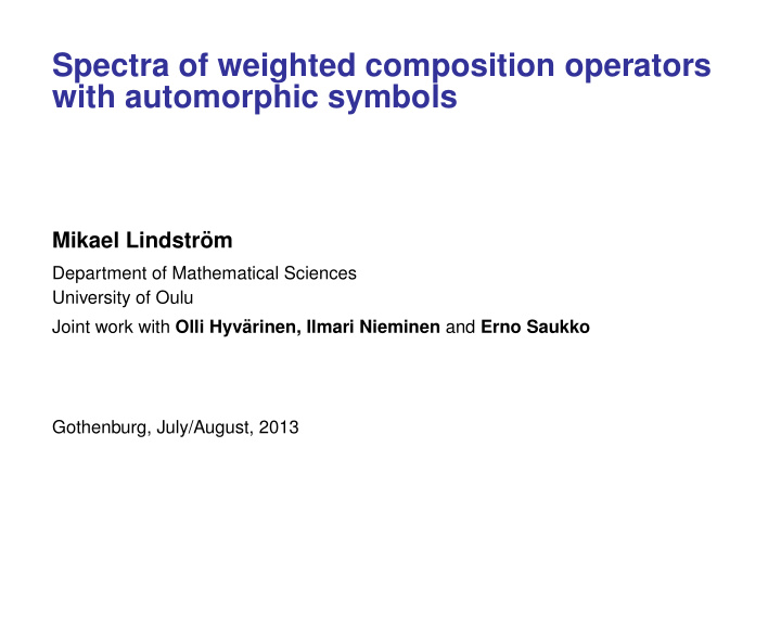 spectra of weighted composition operators with