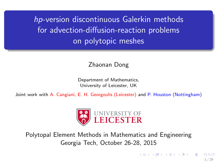 hp version discontinuous galerkin methods for advection