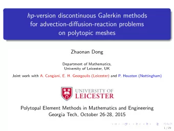 hp -version discontinuous Galerkin methods  for advection-diffusion-reaction problems  on polytopic