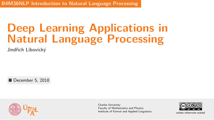 deep learning applications in natural language processing