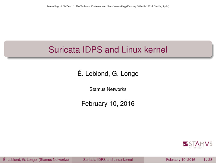 suricata idps and linux kernel