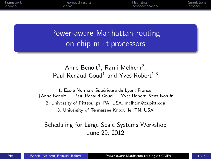 power aware manhattan routing on chip multiprocessors