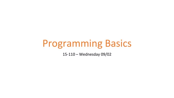 programming basics