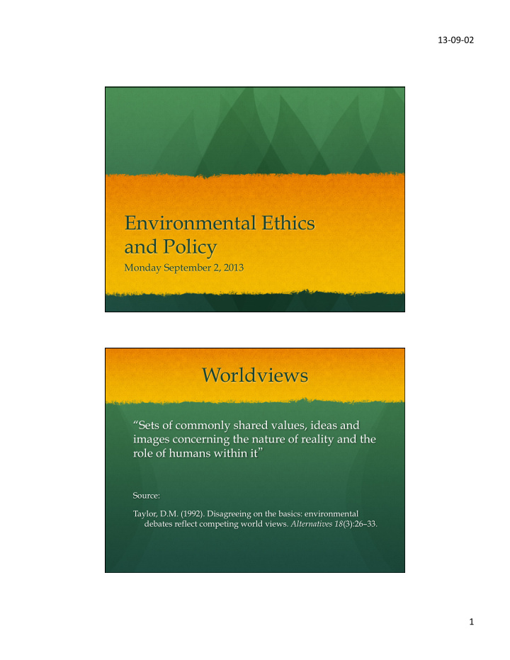 environmental ethics and policy