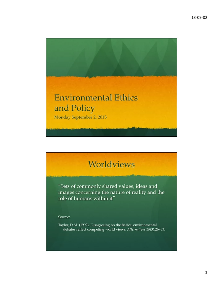 environmental ethics and policy