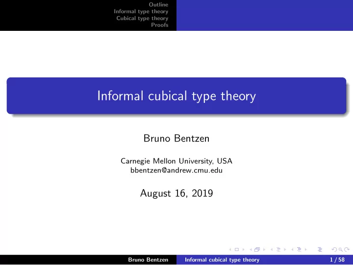 informal cubical type theory