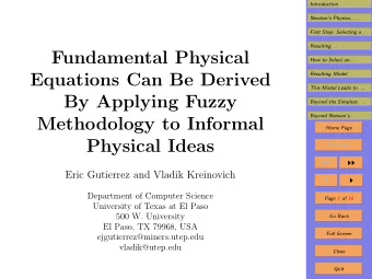 Fundamental Physical  How to Select an . . .  Equations Can Be Derived  Resulting Model  This Model