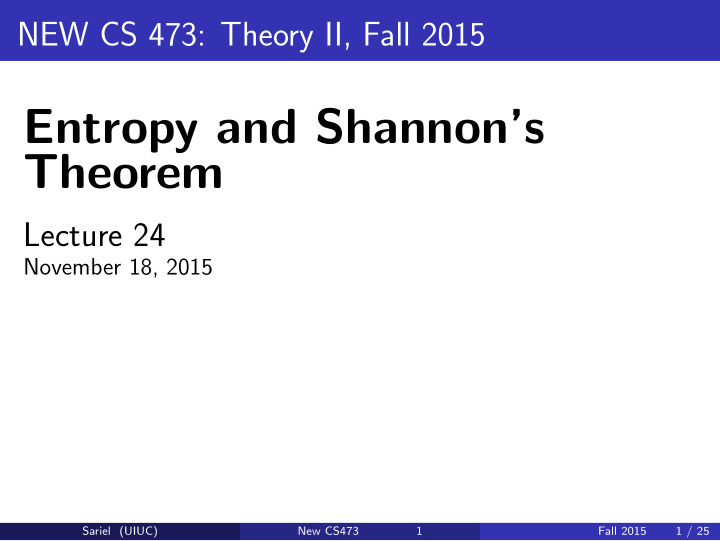entropy and shannon s theorem