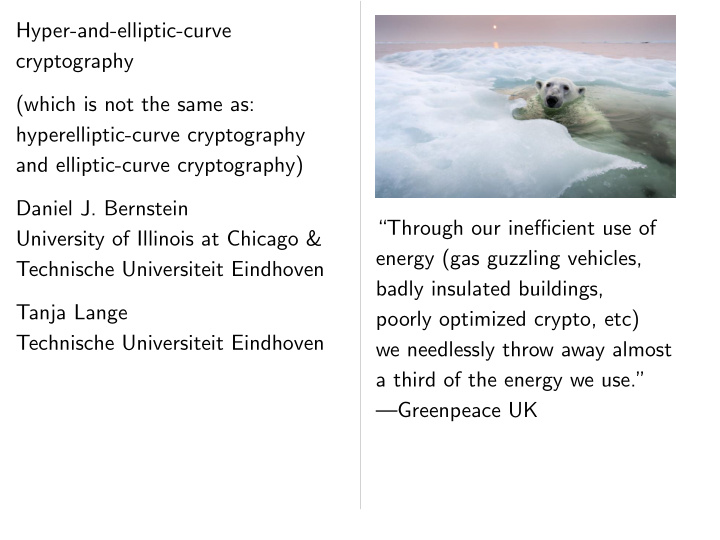 hyper and elliptic curve cryptography which is not the