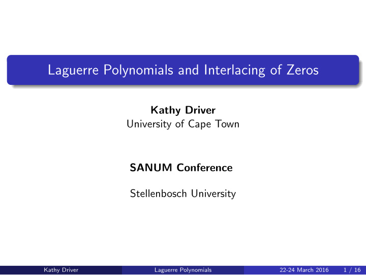 laguerre polynomials and interlacing of zeros