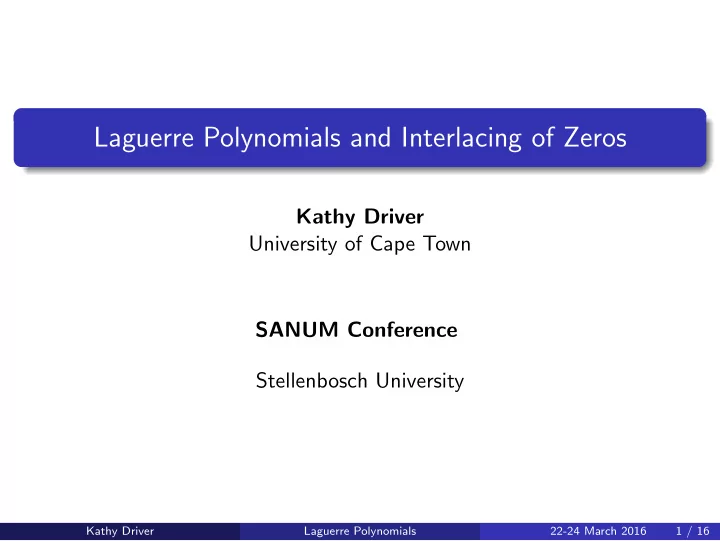 laguerre polynomials and interlacing of zeros