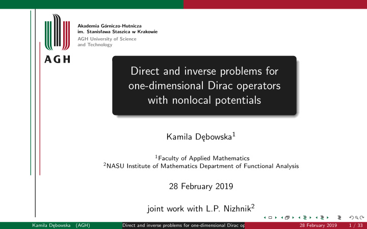 direct and inverse problems for one dimensional dirac