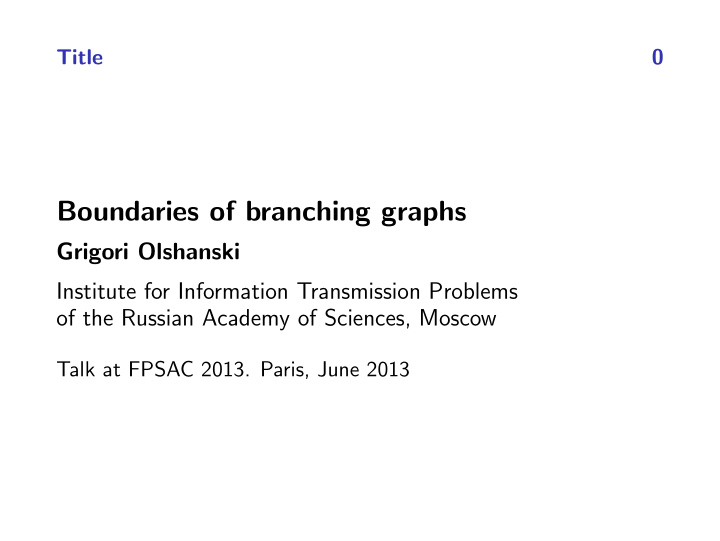 boundaries of branching graphs