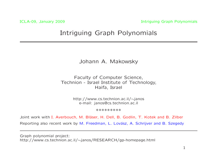 intriguing graph polynomials