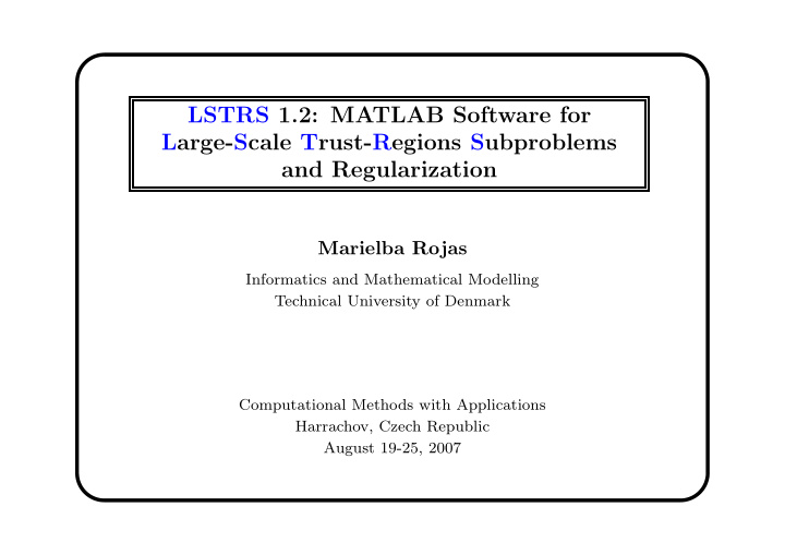 lstrs 1 2 matlab software for large scale trust regions