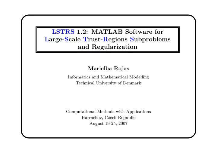 lstrs 1 2 matlab software for large scale trust regions