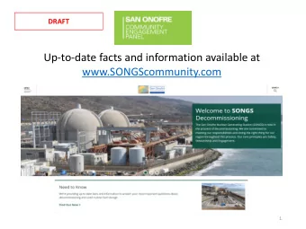 Up-to-date facts and information available at  www.SONGScommunity.com  1  CEP Regular Meeting  San