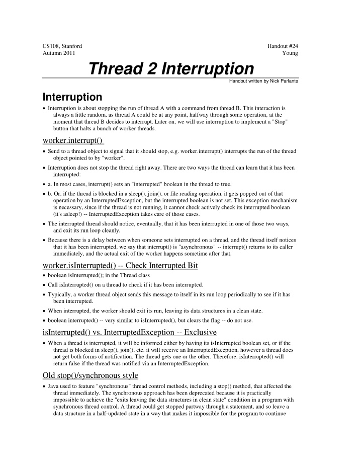 thread 2 interruption