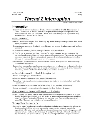 Thread 2 Interruption  Handout written by Nick Parlante  Interruption  Interruption is about